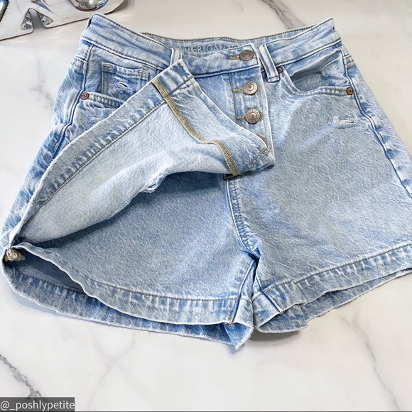 AE denim ripped distressed jean mom comfort stretch band skort - Picture 4 of 16